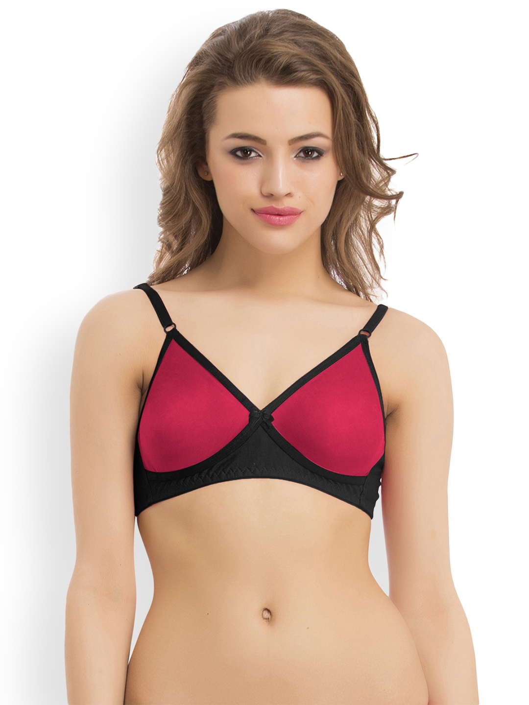 

Clovia Pink & Black Solid Non-Wired Non Padded Everyday Bra BR0240X13