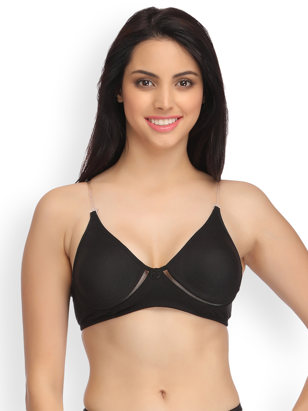 

Clovia Black Solid Non-Wired Non Padded T-shirt Bra BR0762X13