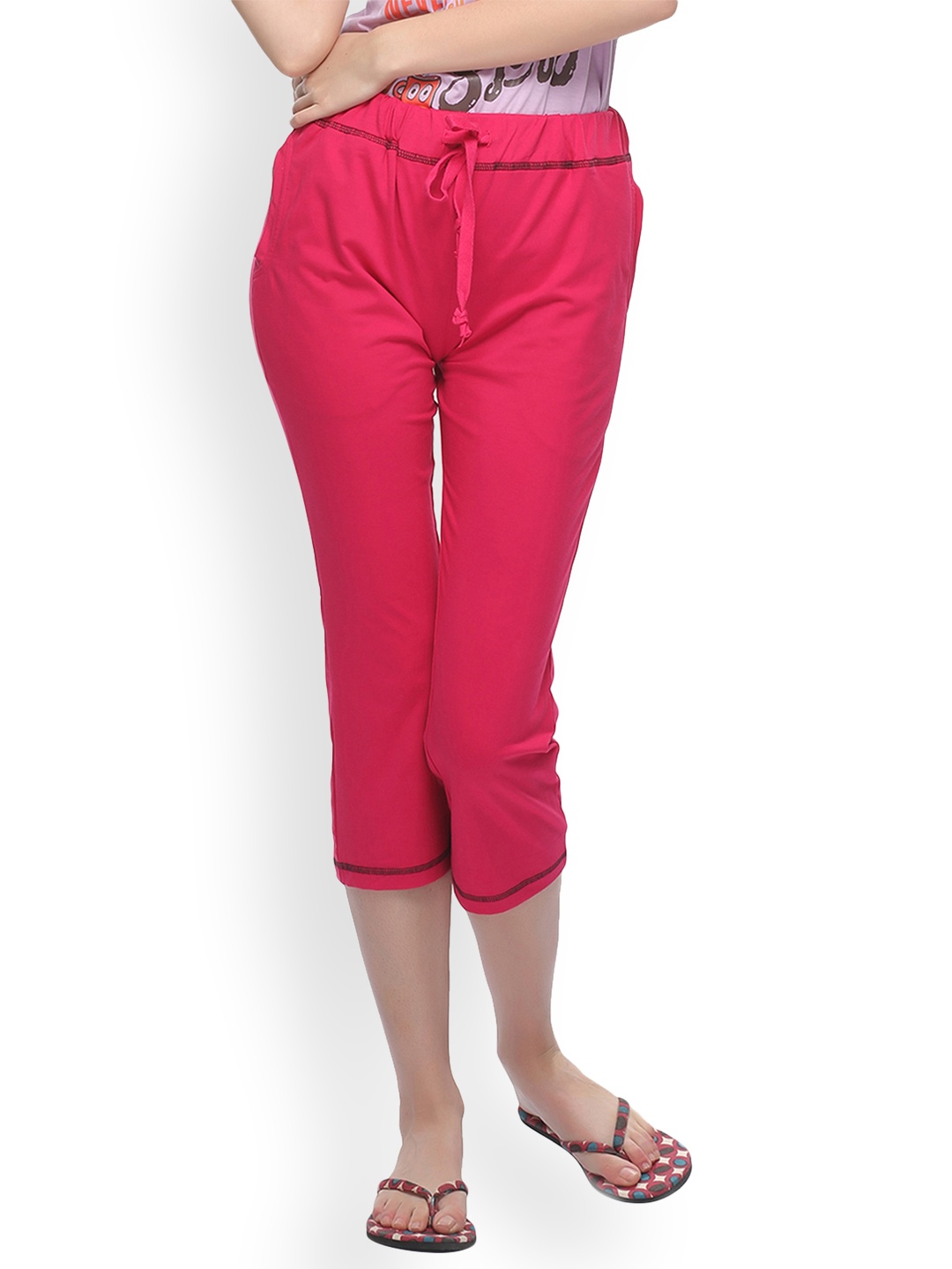 

Clovia Pink Solid Knee-Length Lounge Pants LB0018P14