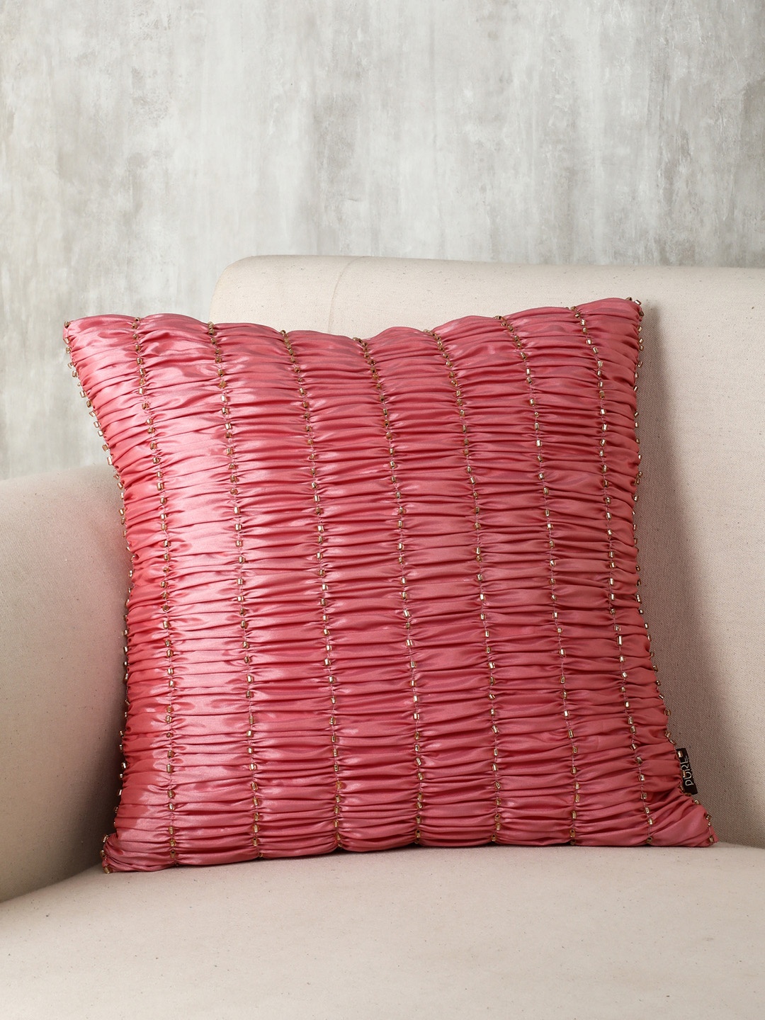 

Pure Home and Living Pink Self Design Cushion Cover