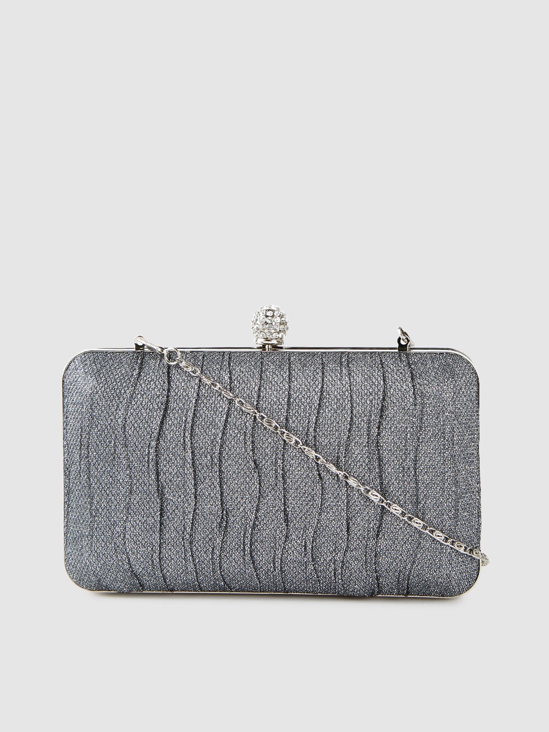 

Anouk Gunmetal-Toned Embellished Box Clutch, Metallic