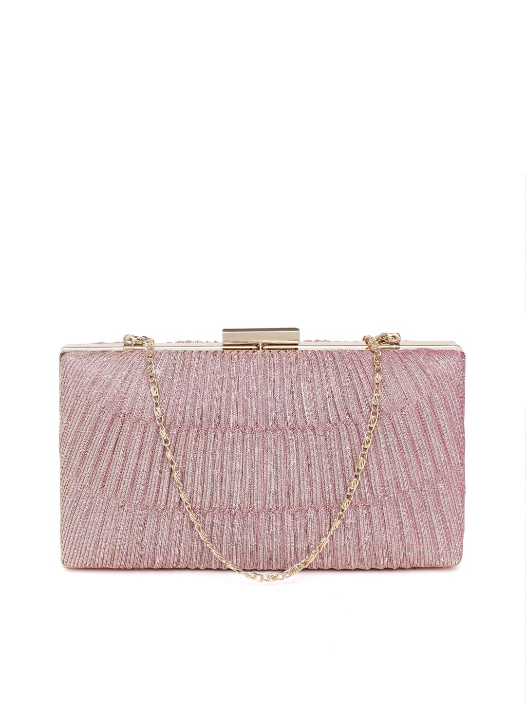 

Anouk Pink Shimmery Textured Box Clutch