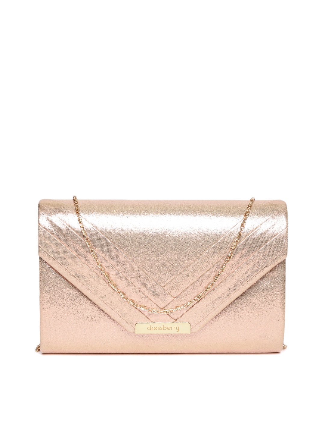 

DressBerry Rose Gold Solid Envelope Clutch