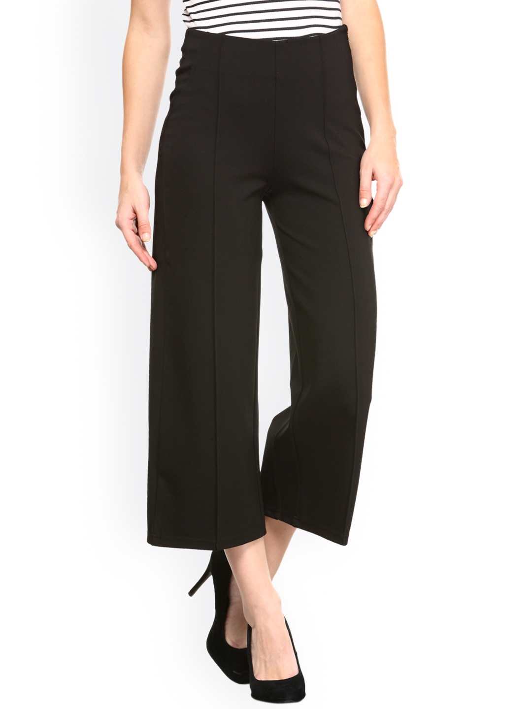 

Gipsy Women Black Comfort Regular Fit Solid Culottes