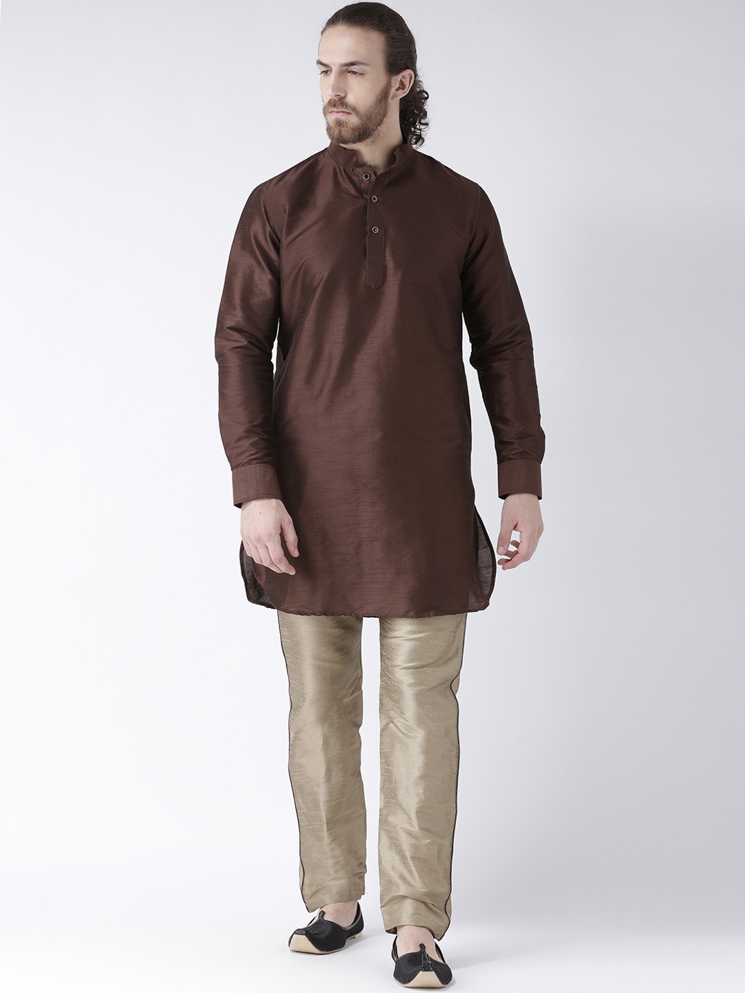 

DEYANN Men Brown Solid Kurta with Pyjamas
