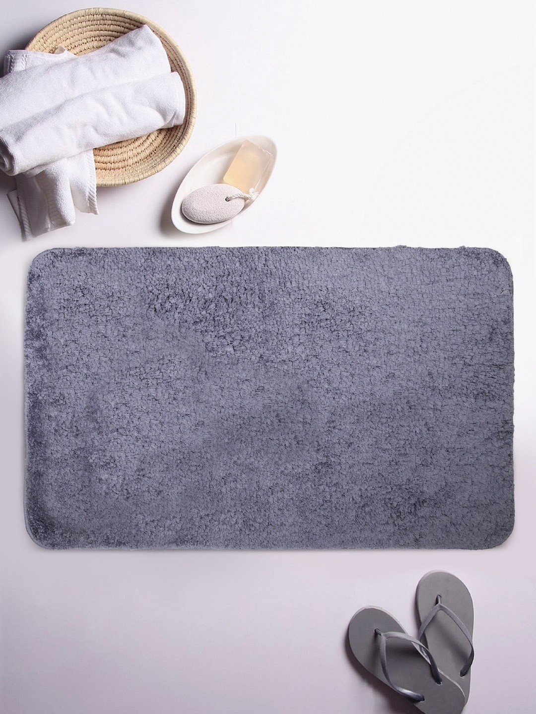

BIANCA Grey Solid Rectangular Bath Rug