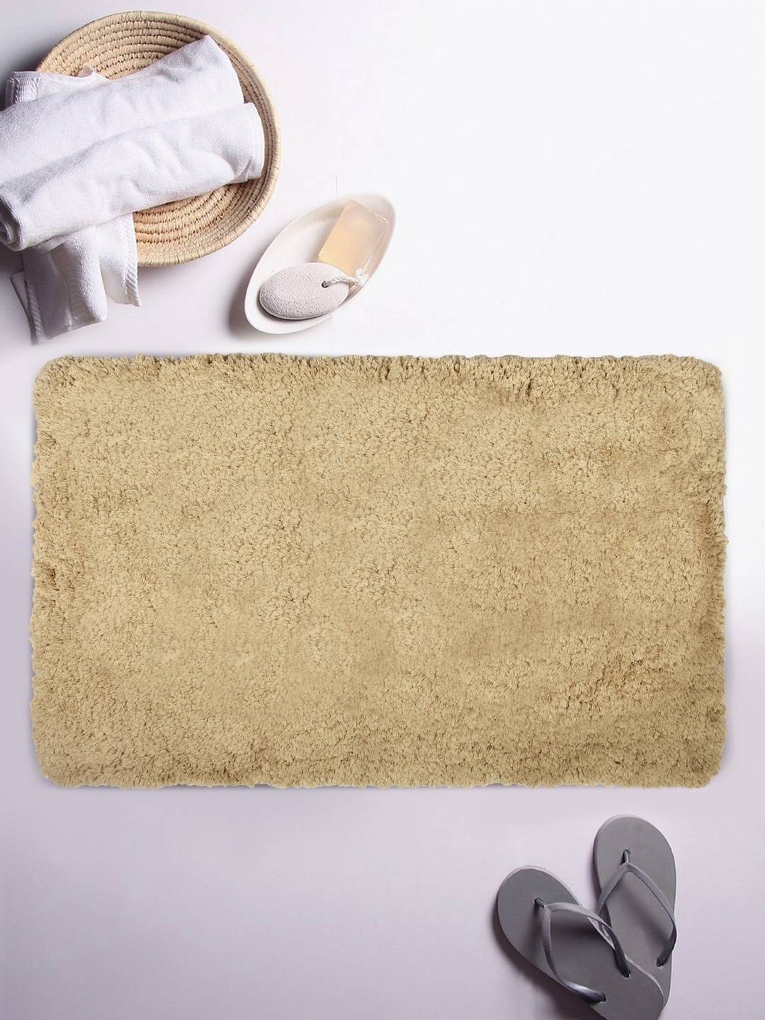 

BIANCA Beige Solid Rectangular Bath Rug