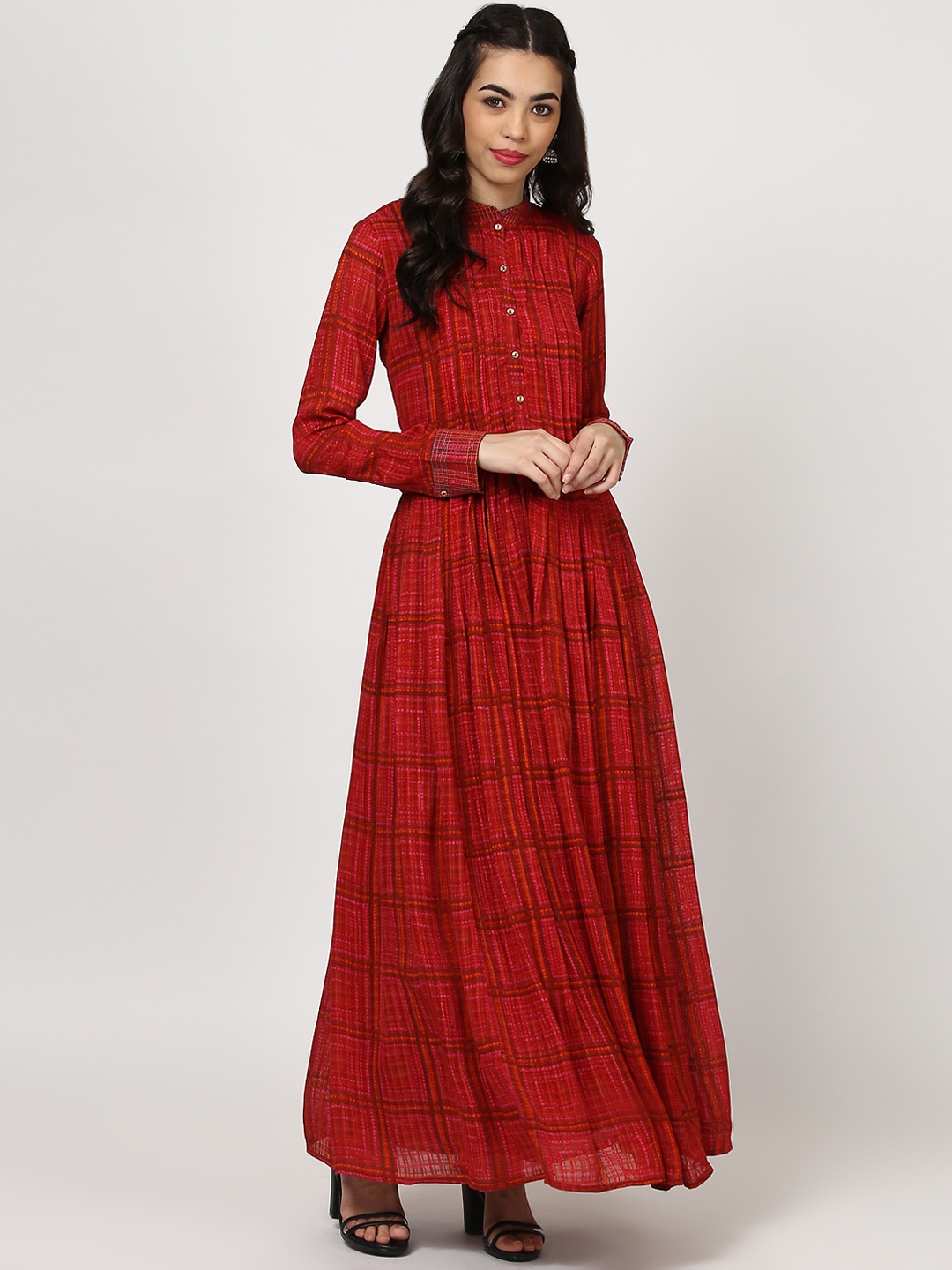 

Ritu Kumar Maroon Bandhani Bandhani Print A-Line Kurta, Red