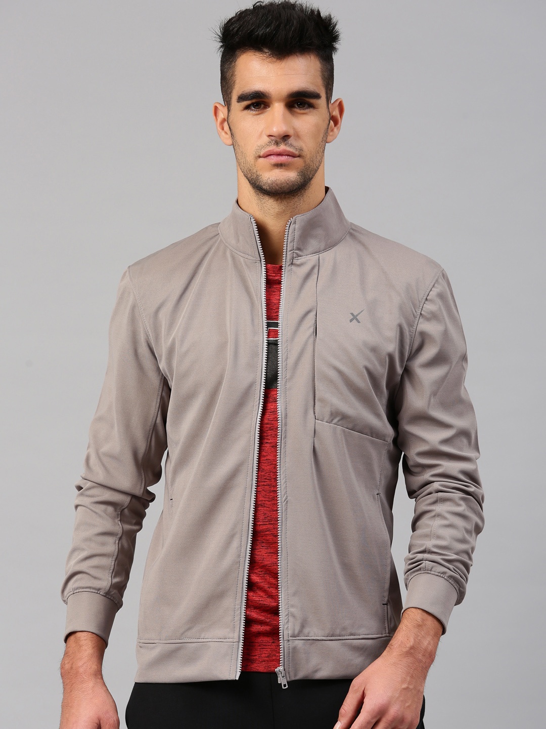 

HRX by Hrithik Roshan Men Grey Solid Sporty Jacket