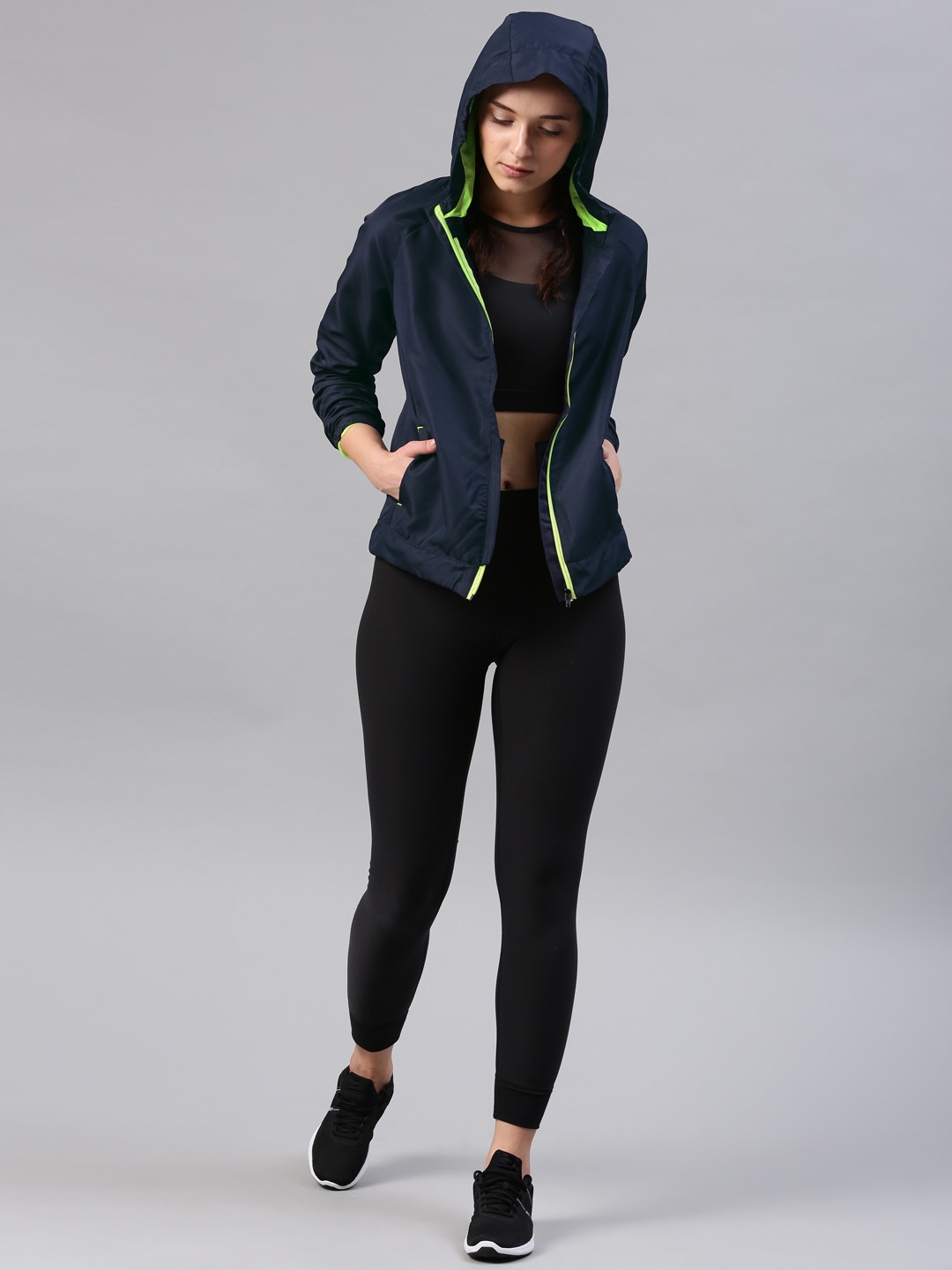 

HRX by Hrithik Roshan Women Navy Blue Solid Sporty Jacket