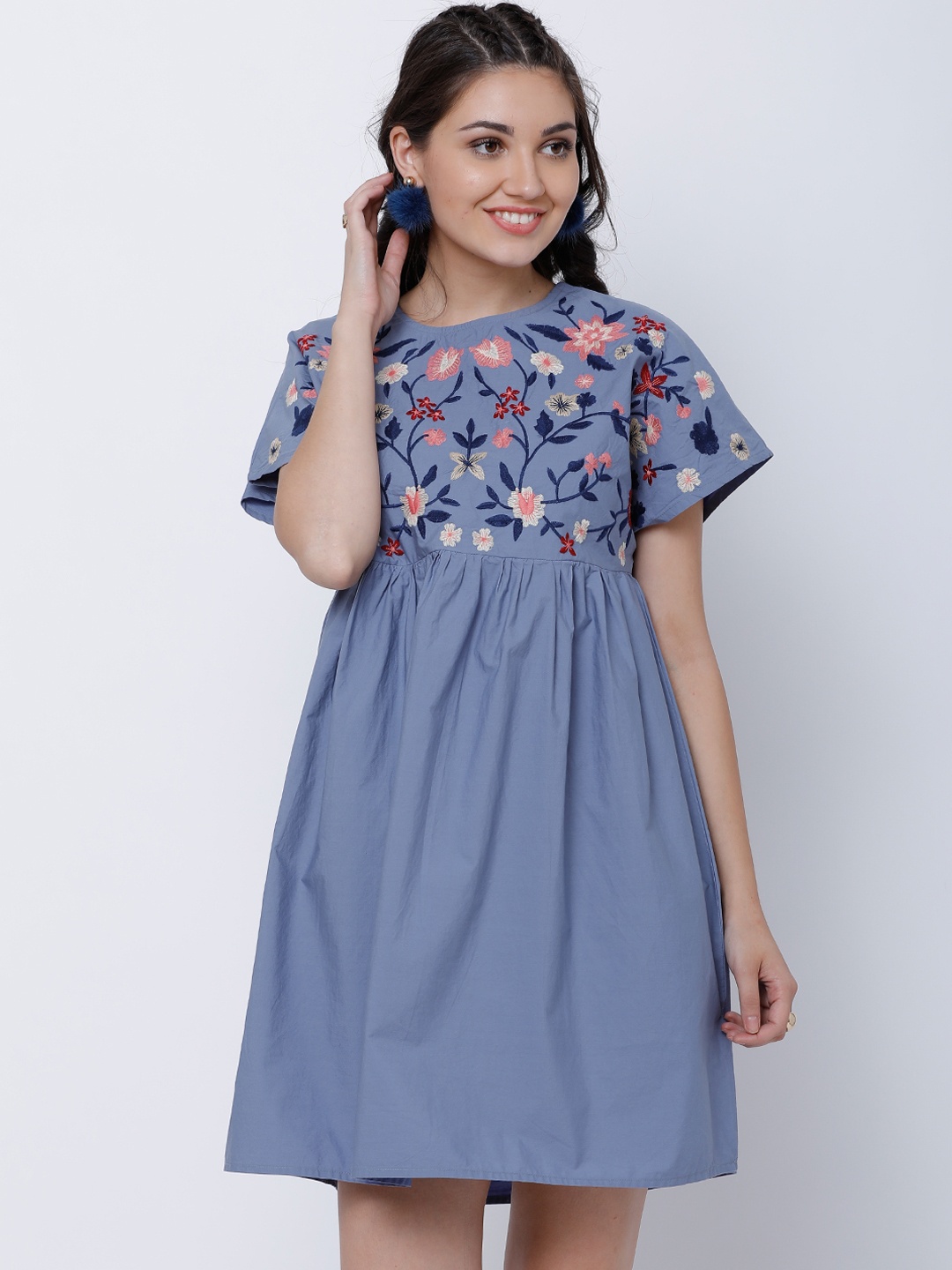 

Tokyo Talkies Women Grey Printed Fit and Flare Dress