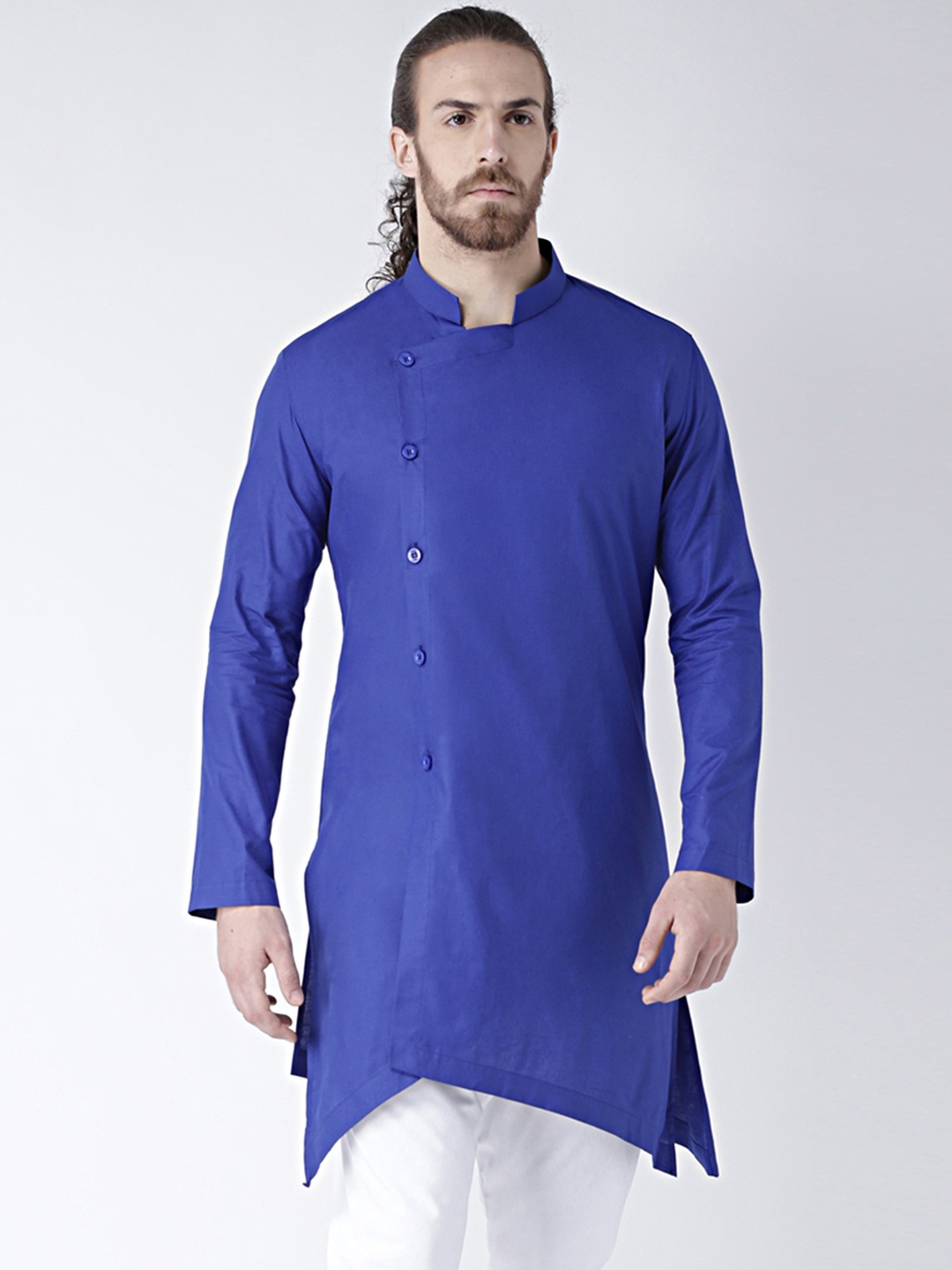 

DEYANN Men Blue Solid A-Line Kurta