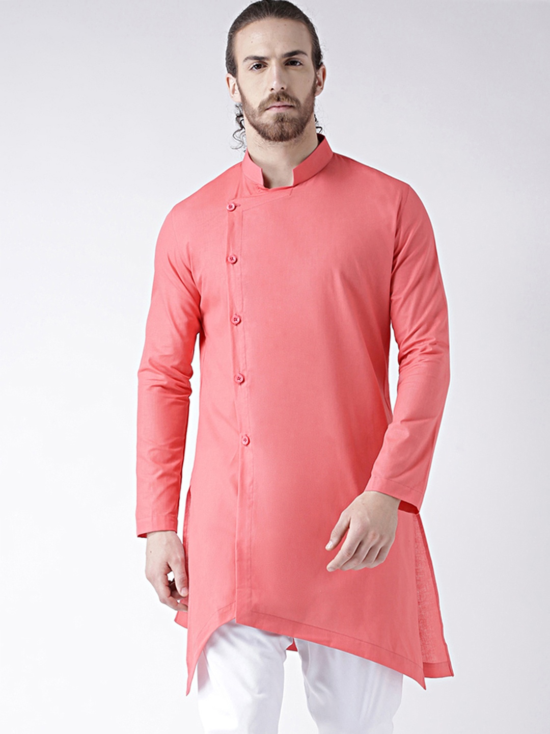 

DEYANN Men Pink Solid A-Line Kurta