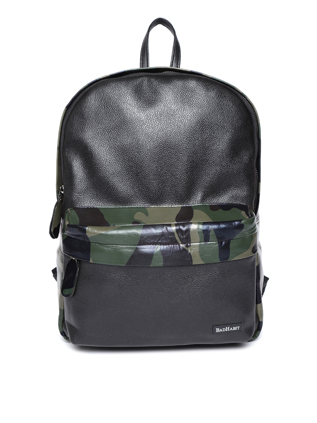 

BAD HABIT Men Black & Olive Green Backpack