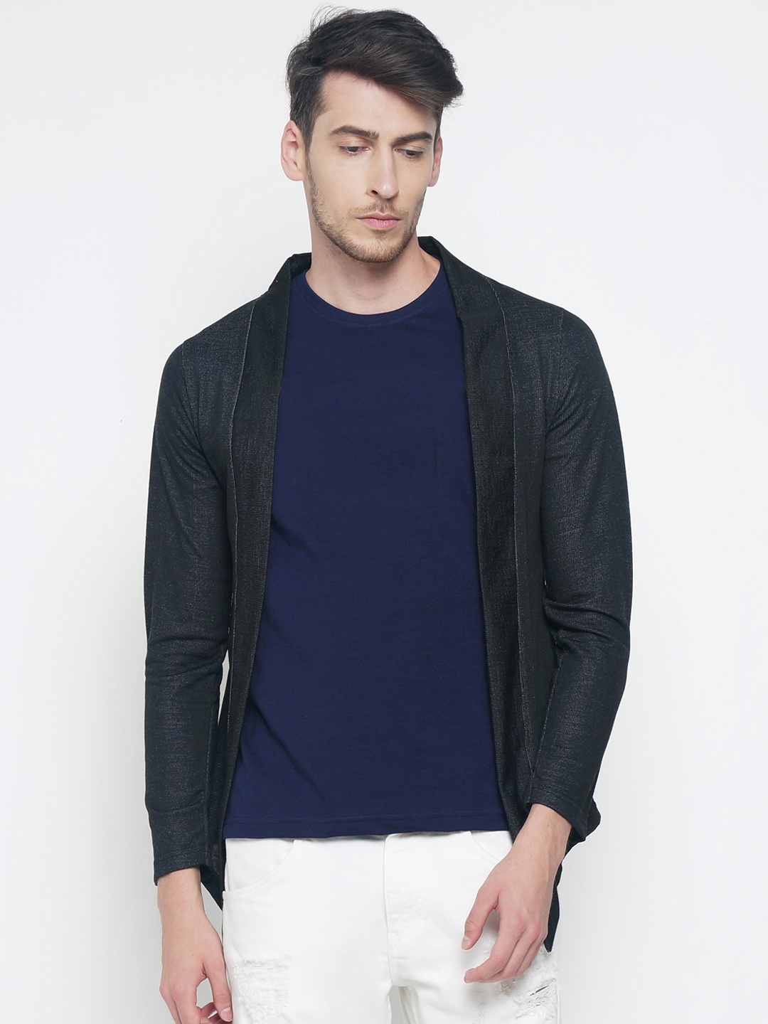

The Indian Garage Co Black Solid Open Front Shrug