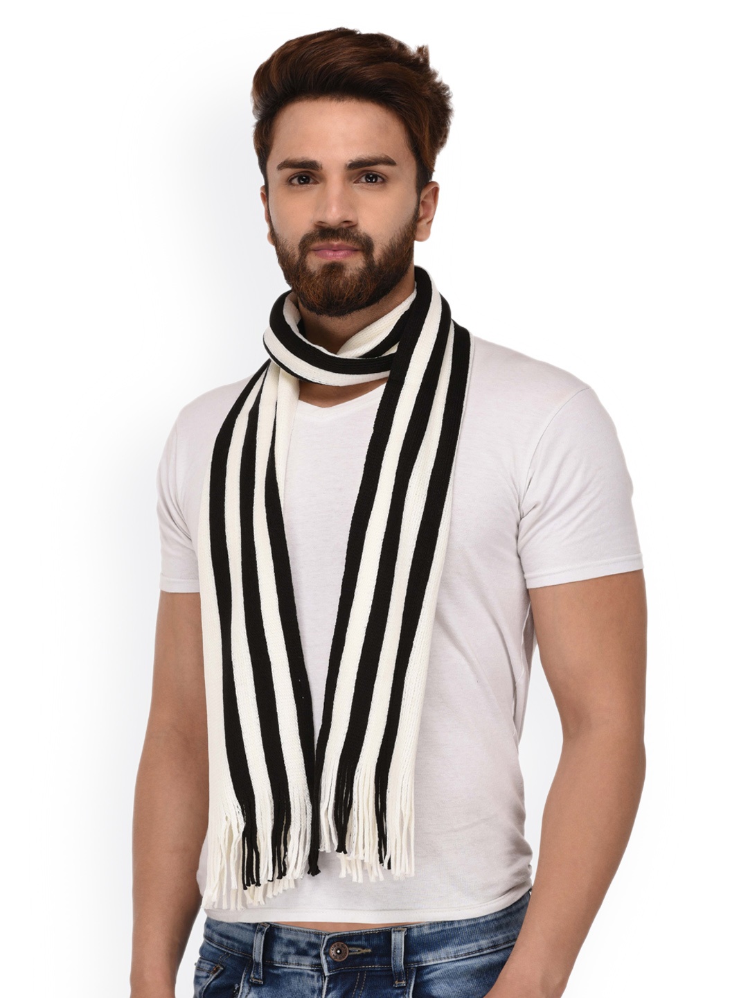 

FabSeasons Unisex Black & White Muffler