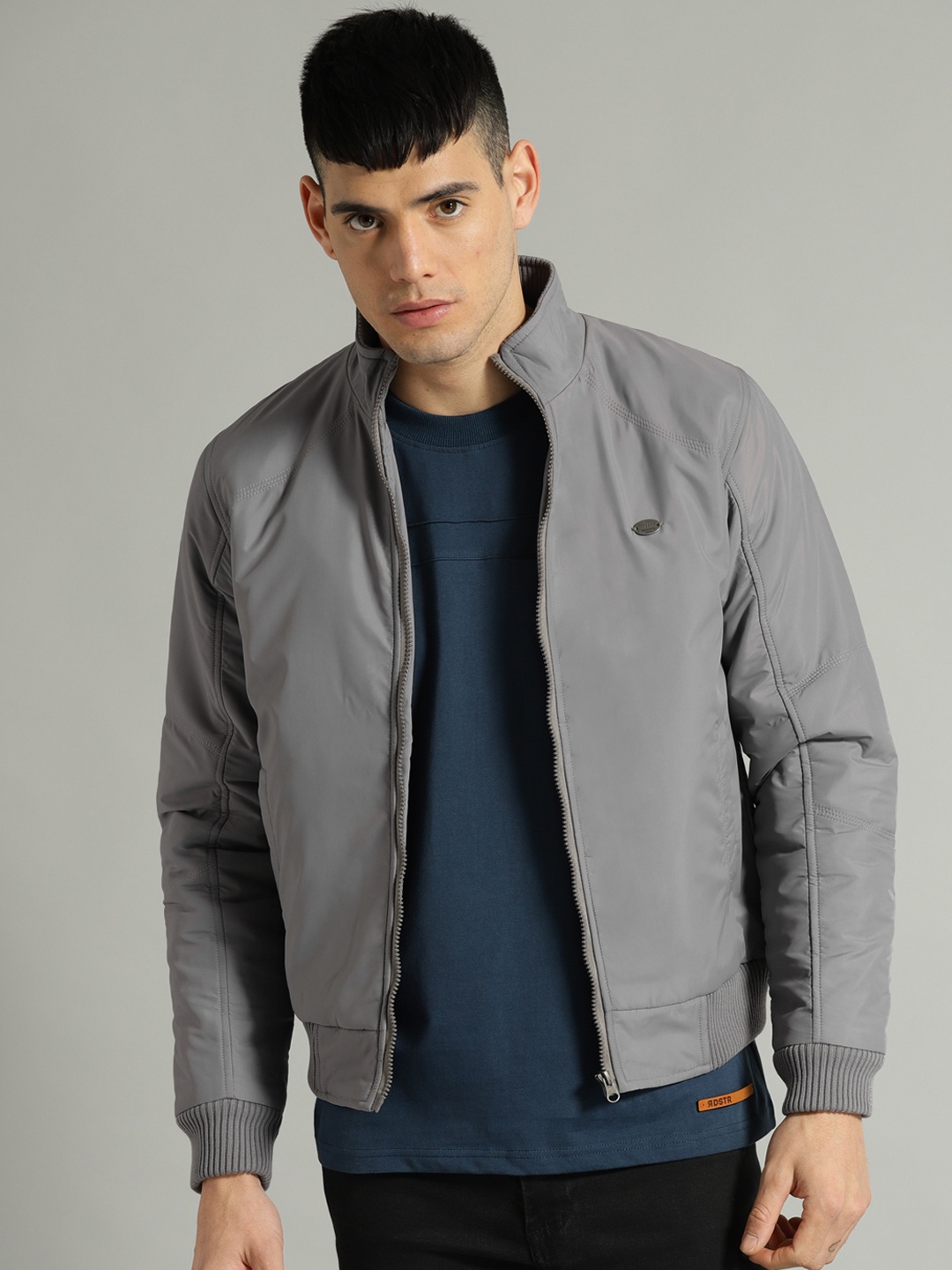 

Roadster Men Grey Solid Bomber