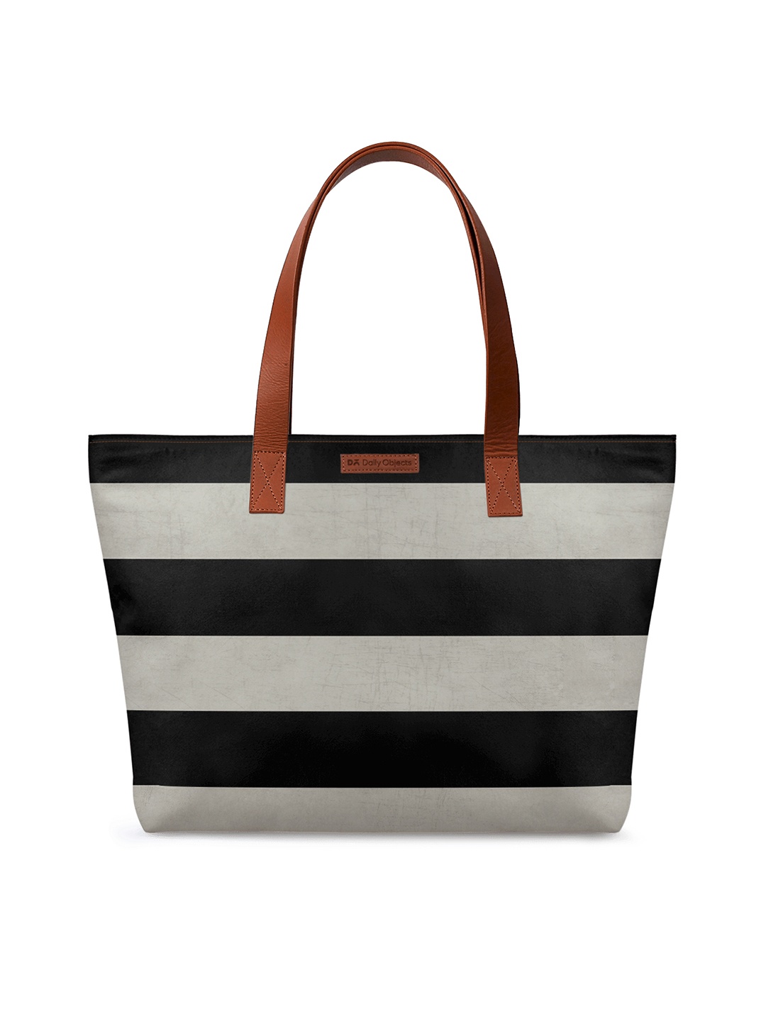 

DailyObjects White & Black Colourblocked Tote Bag