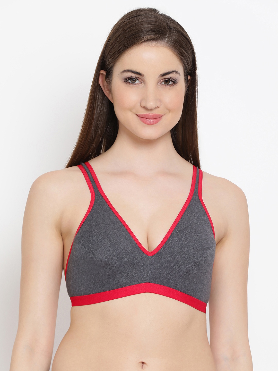

Clovia Cotton Rich Non-Padded Tshirt Bra In Grey