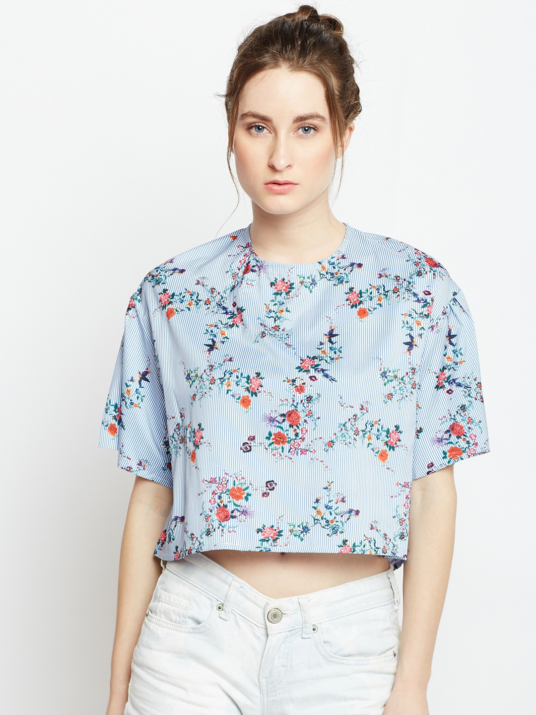 

Berrylush Women Blue Printed A-Line Top