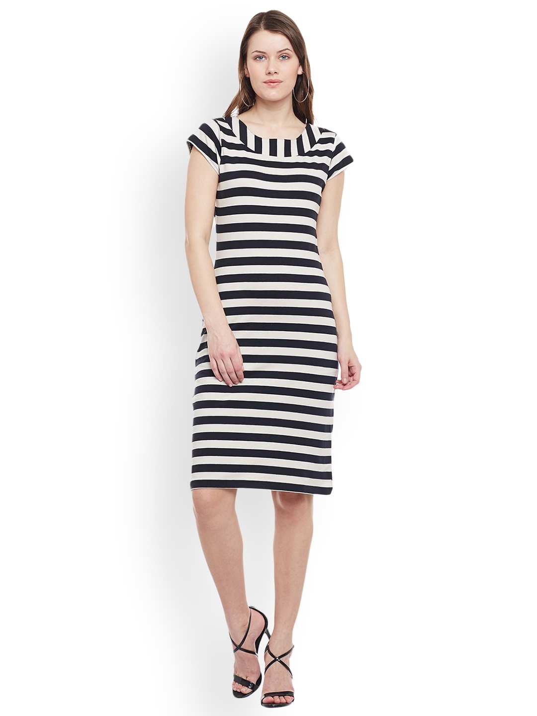 

WISSTLER Women Black Striped Sheath Dress