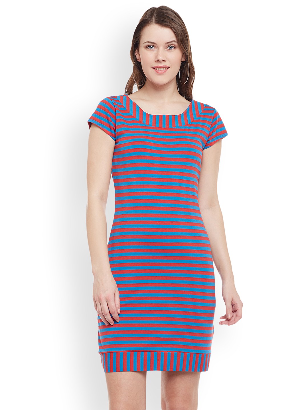 

WISSTLER Women Magenta Striped Sheath Dress