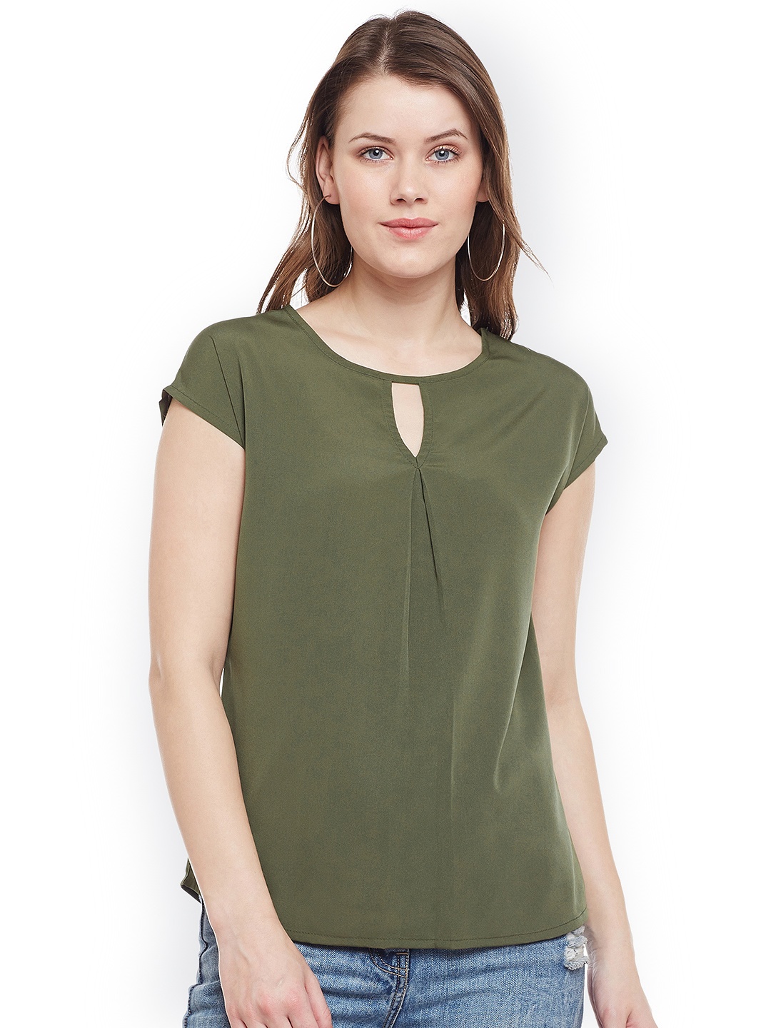 

WISSTLER Women Olive Green Solid Top