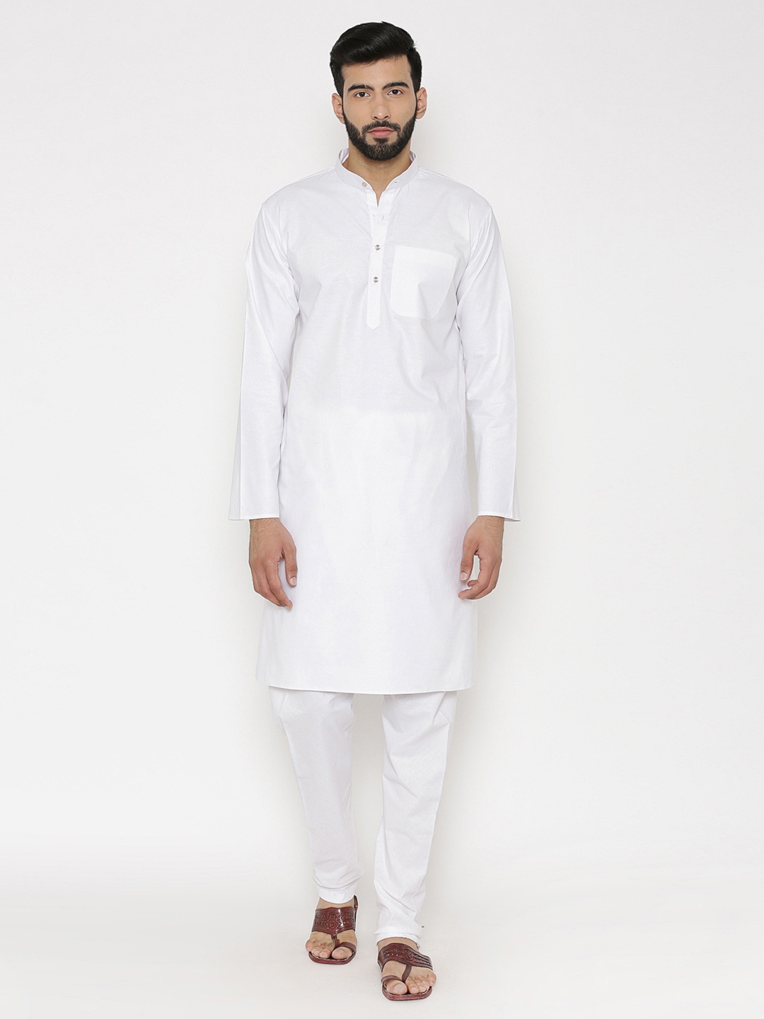 

Wintage Men White Solid Kurta with Pyjamas