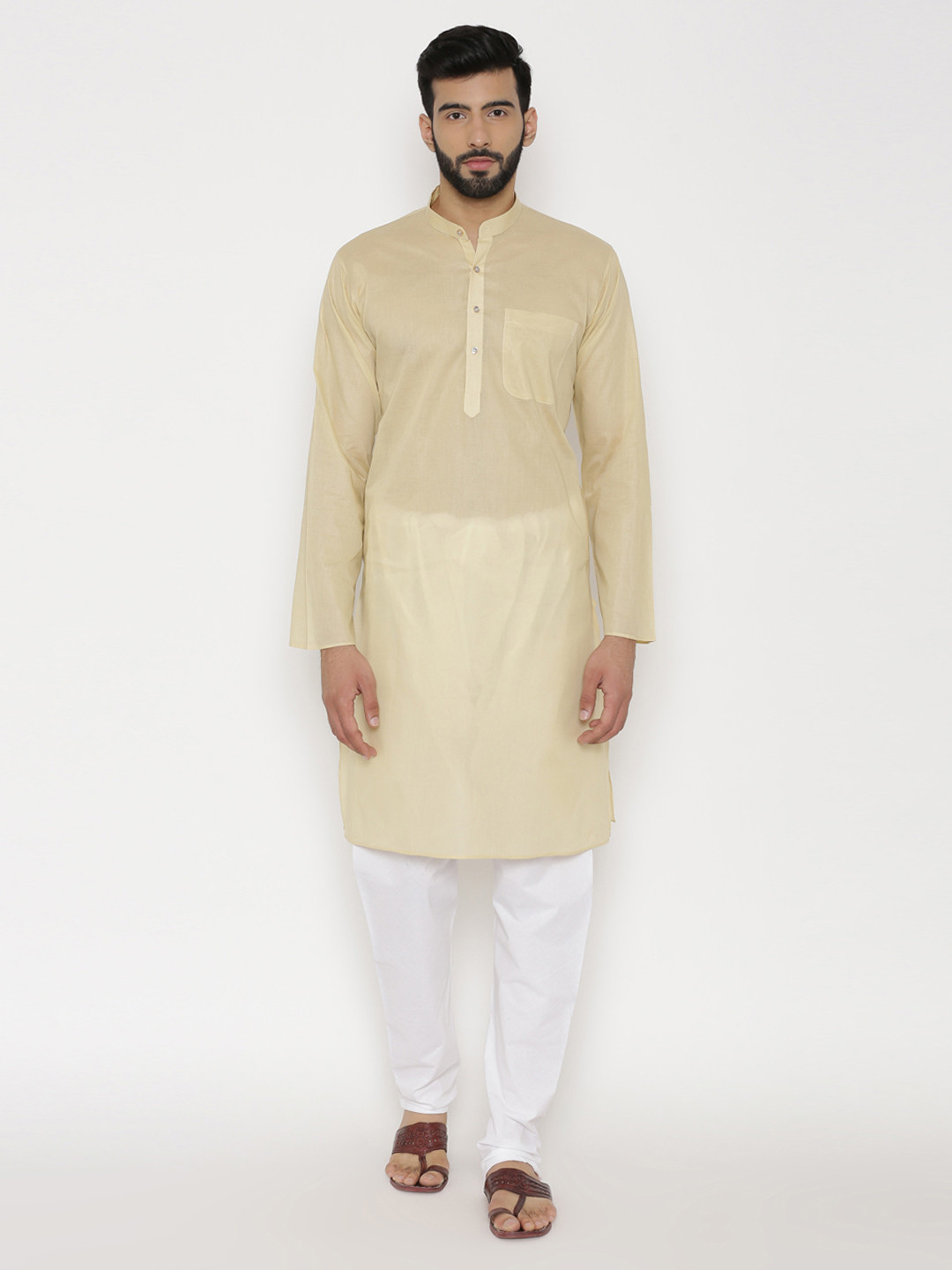 

Wintage Men Yellow Solid Kurta with Pyjamas