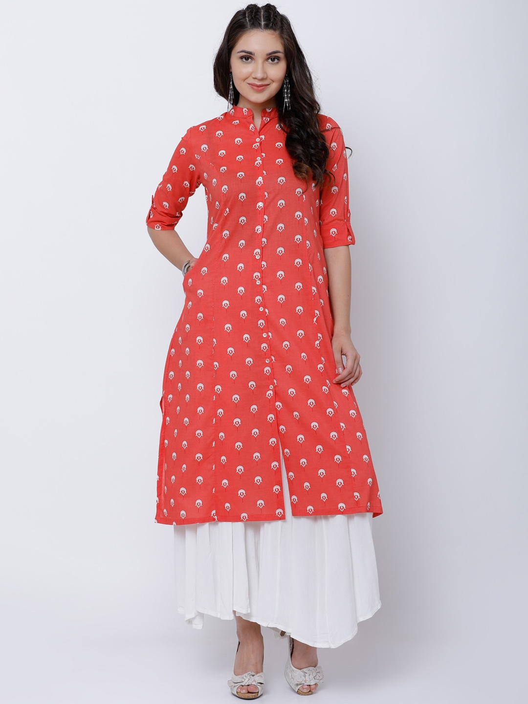 

Vishudh Women Coral Printed A-Line Kurta