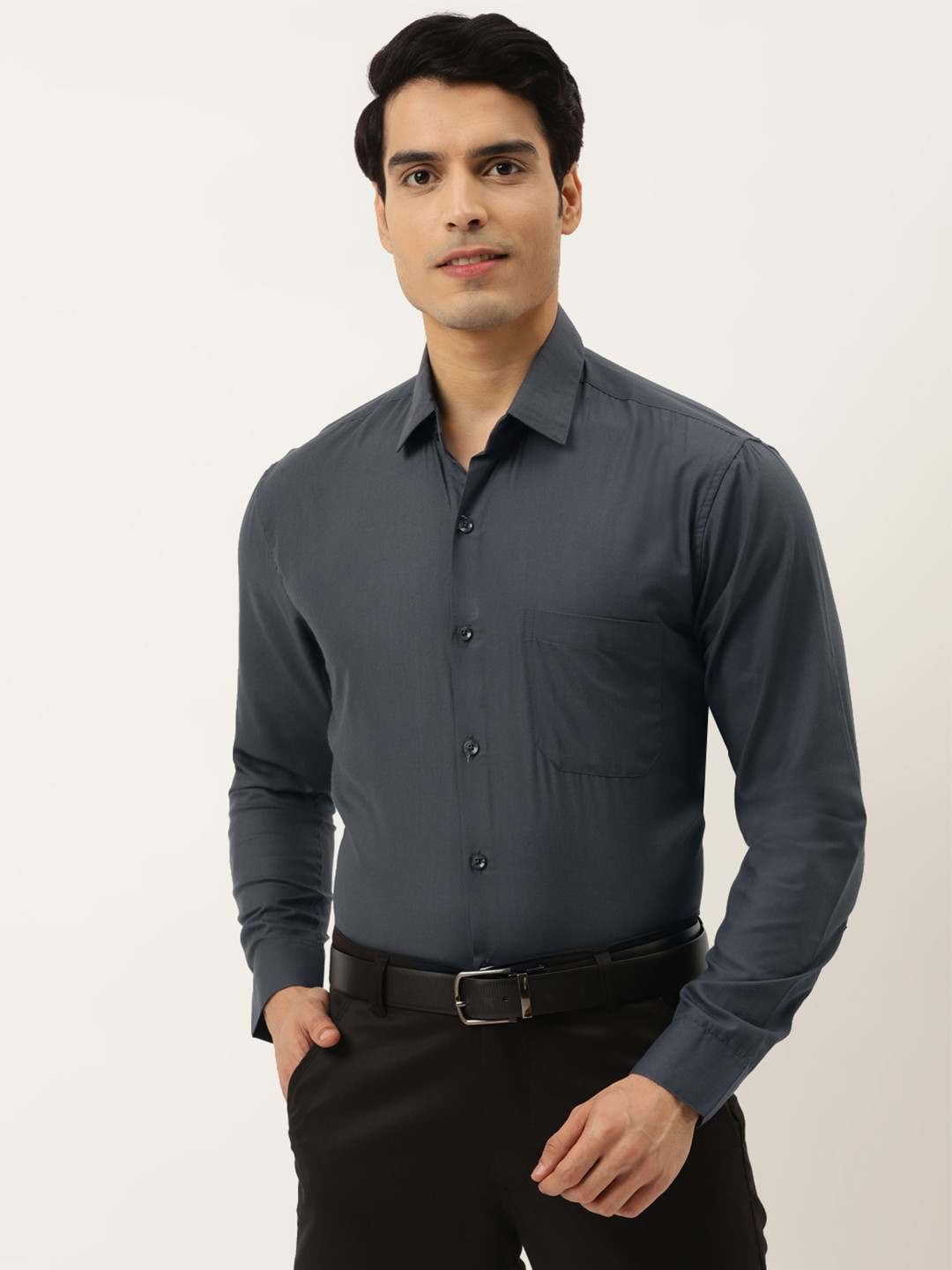 

JAINISH Men Grey Classic Slim Fit Solid Formal Shirt
