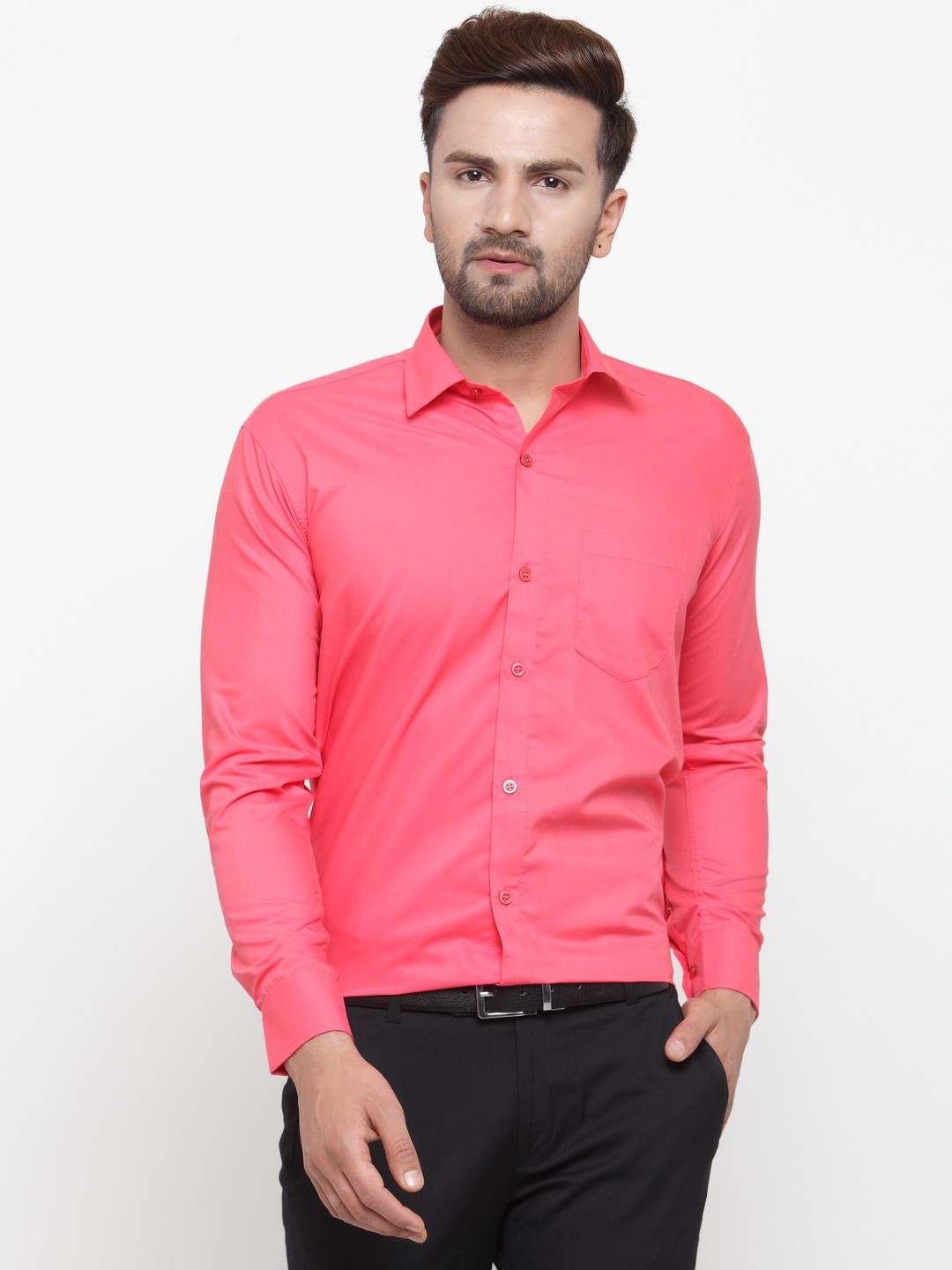 

JAINISH Men Coral Classic Slim Fit Solid Formal Shirt