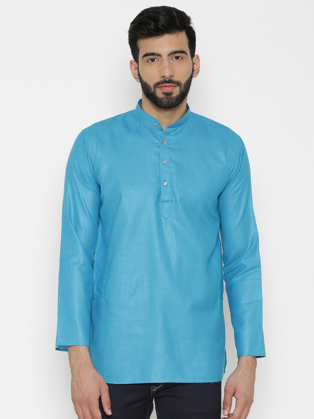 

Wintage Men Blue Solid Straight Kurta