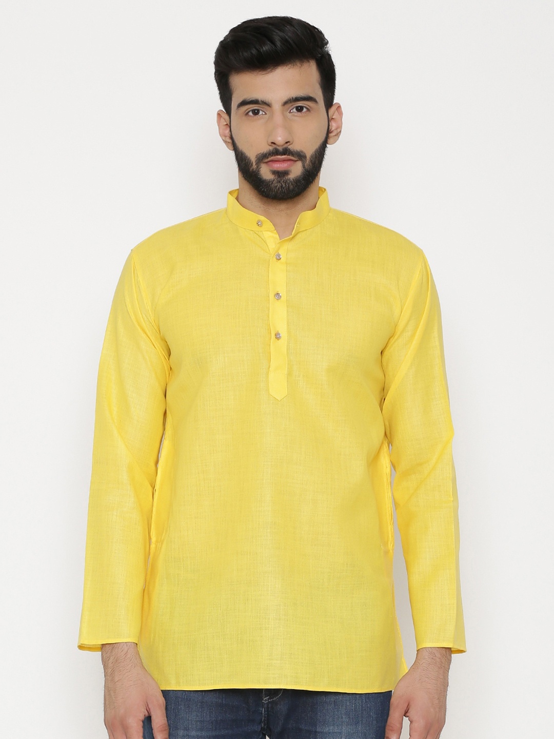 

Wintage Men Yellow Solid Straight Kurta