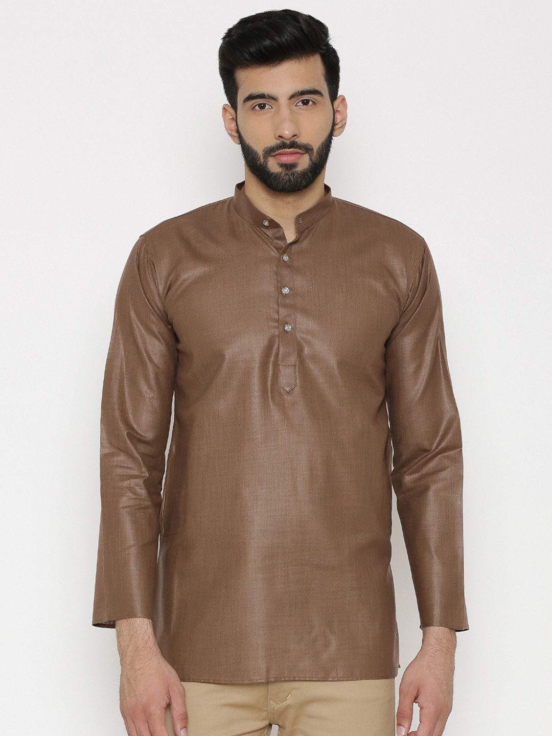 

Wintage Men Brown Solid Straight Kurta
