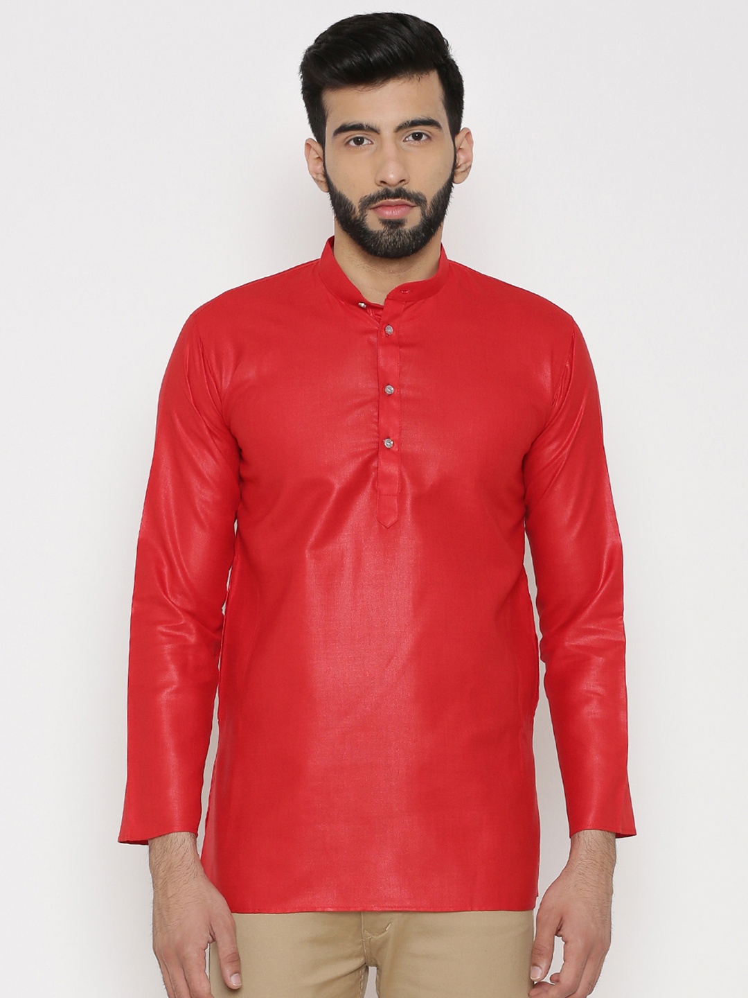 

Wintage Men Red Solid Straight Kurta