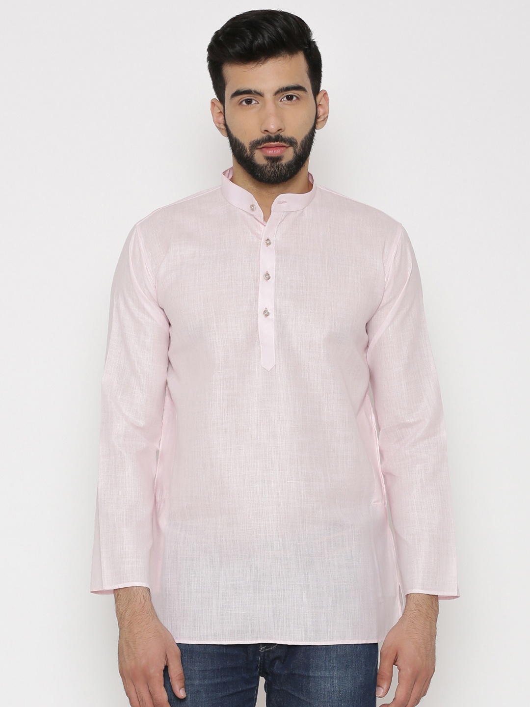 

Wintage Men Pink Solid Straight Kurta
