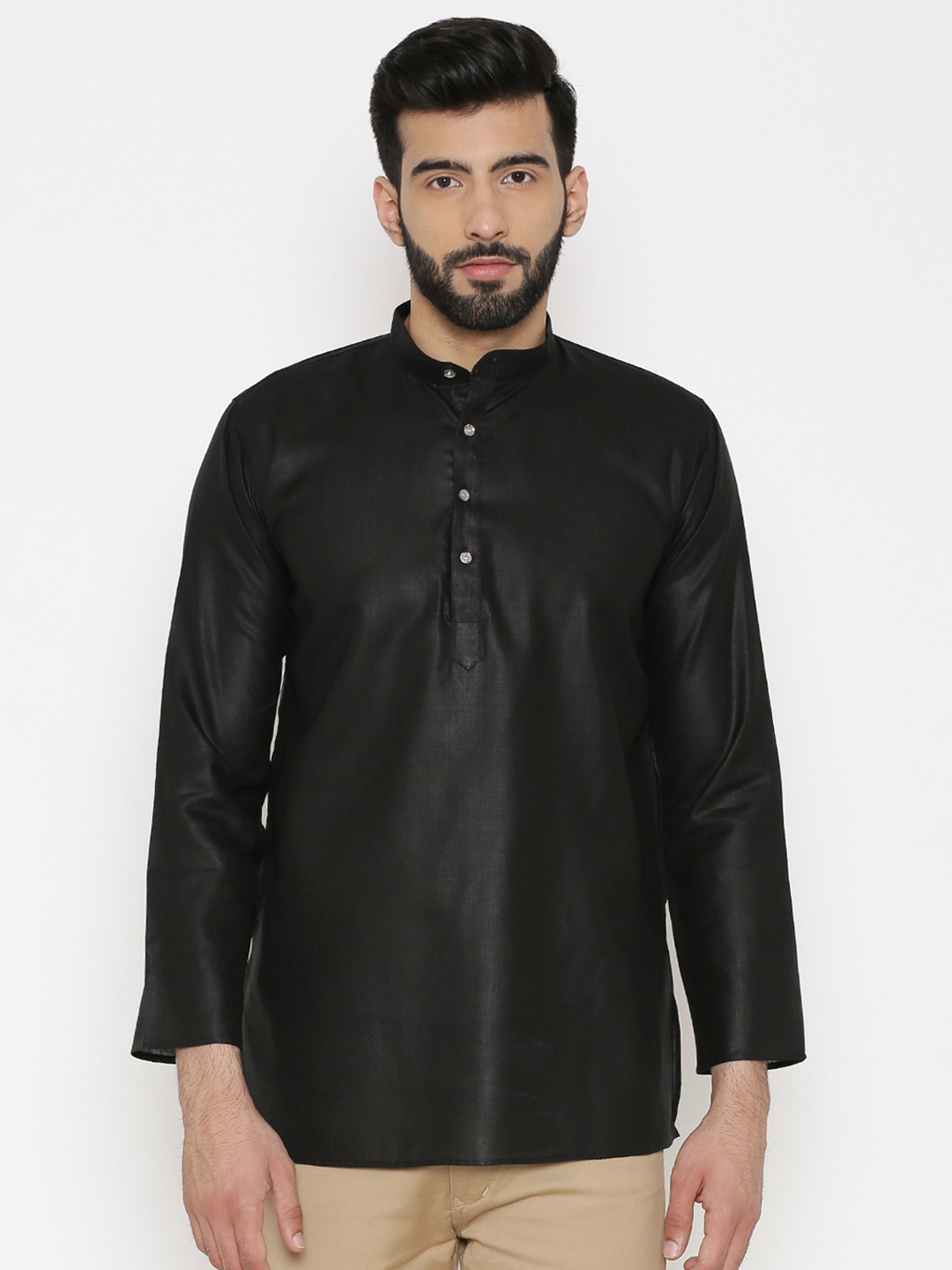 

Wintage Men Black Solid Straight Kurta