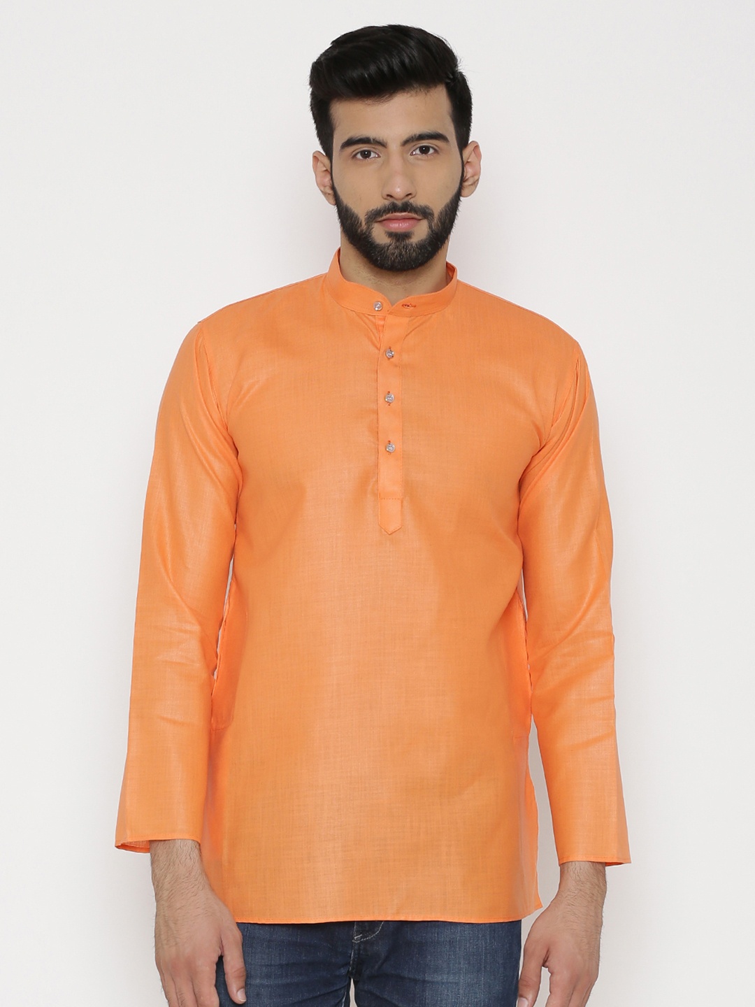 

Wintage Men Orange Solid Straight Kurta