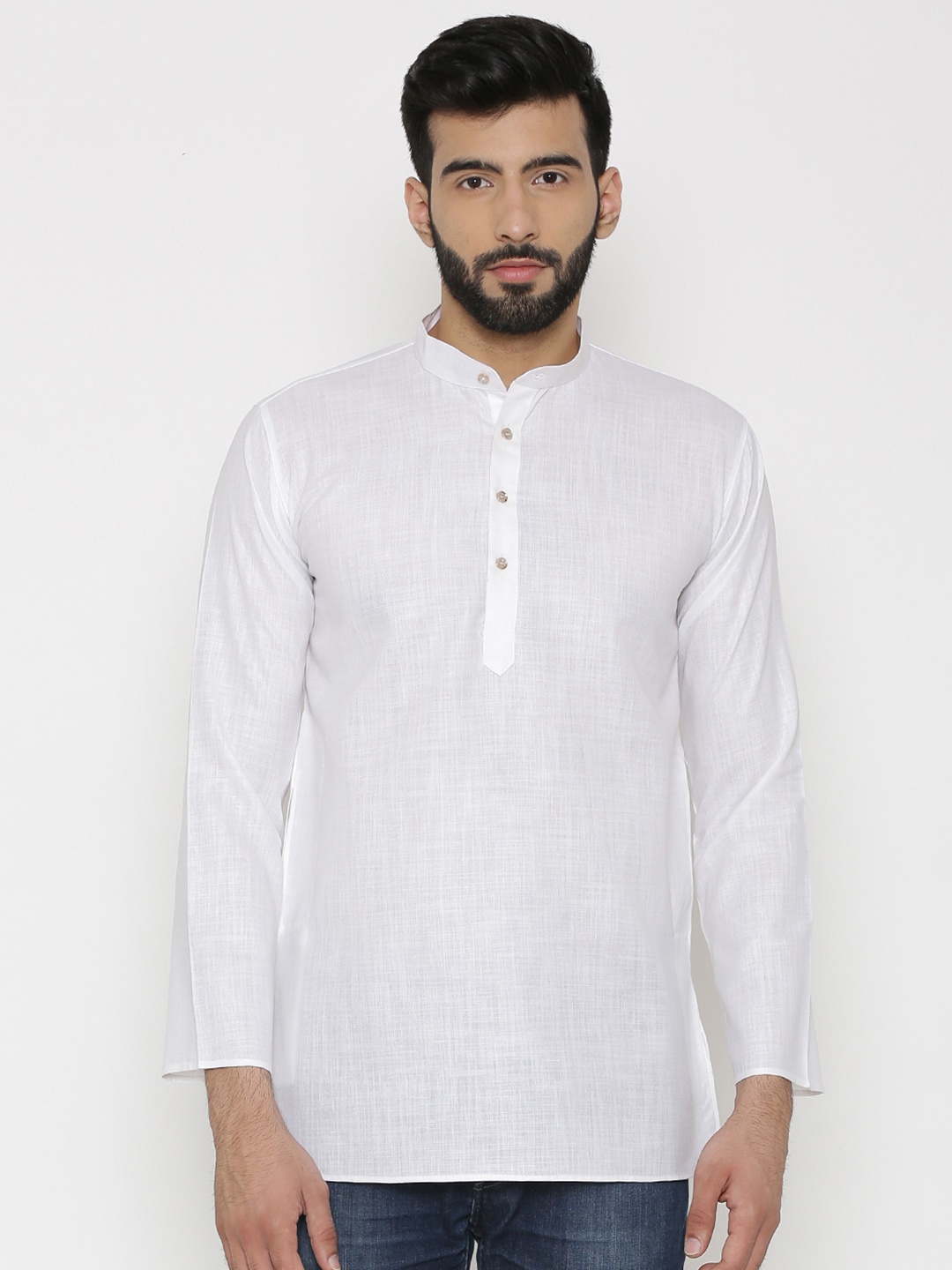 

Wintage Men White Solid Straight Kurta