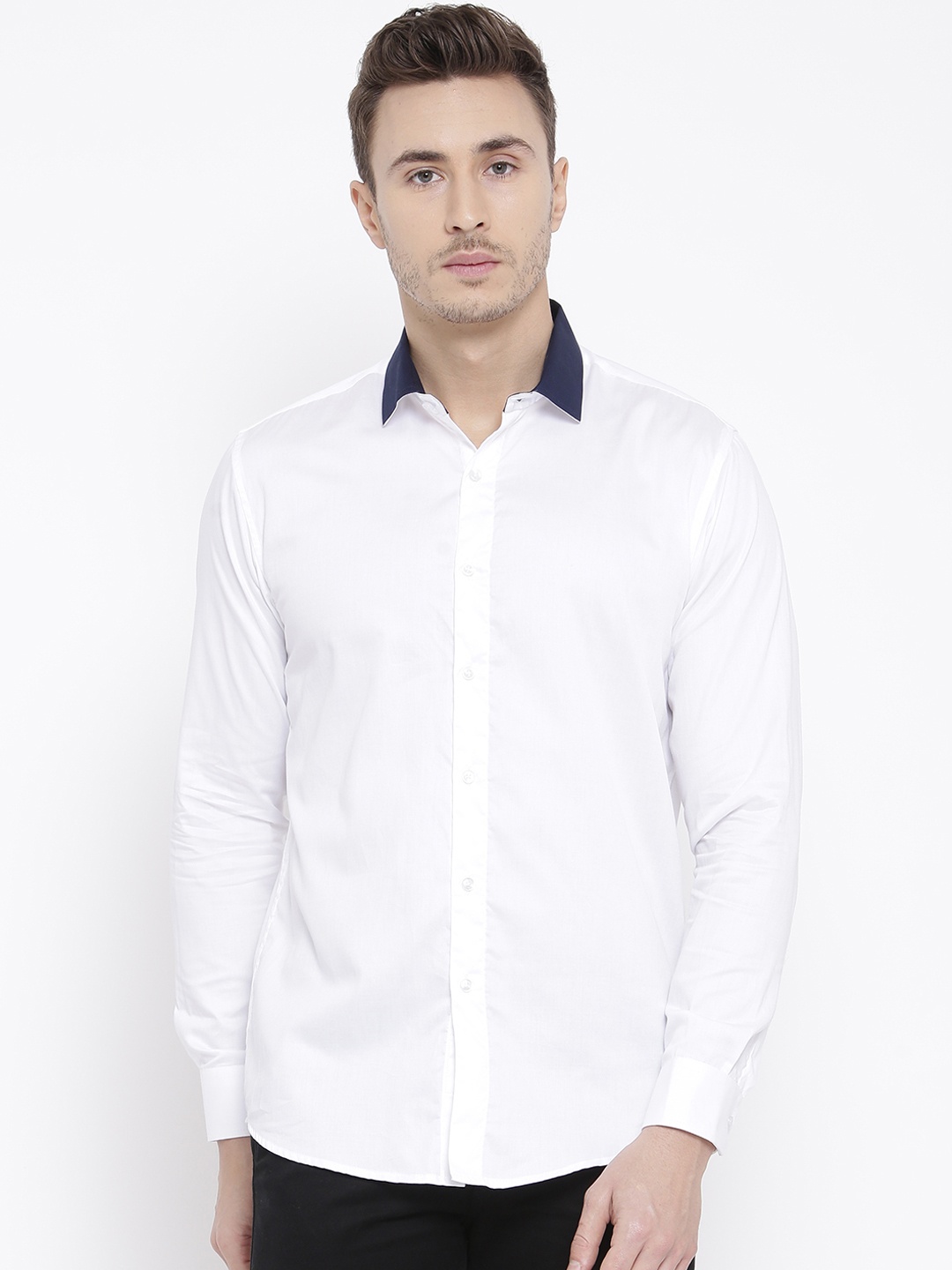 

DENNISON Men White Comfort Slim Fit Solid Casual Shirt