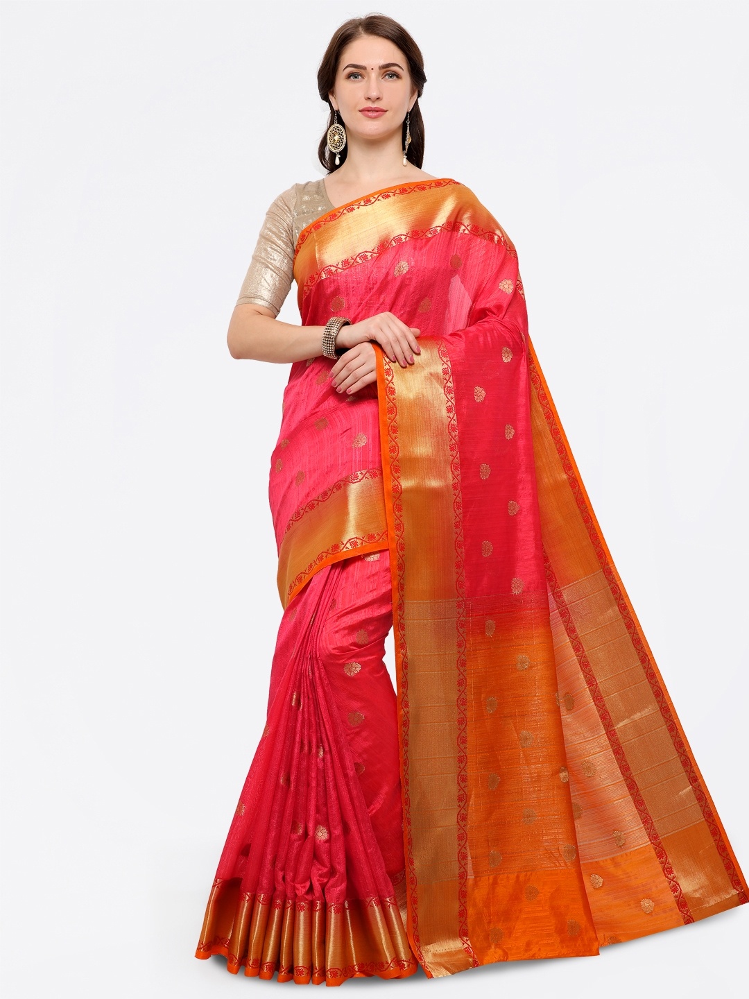 

Saree mall Pink Silk Blend Woven Design Banarasi Saree