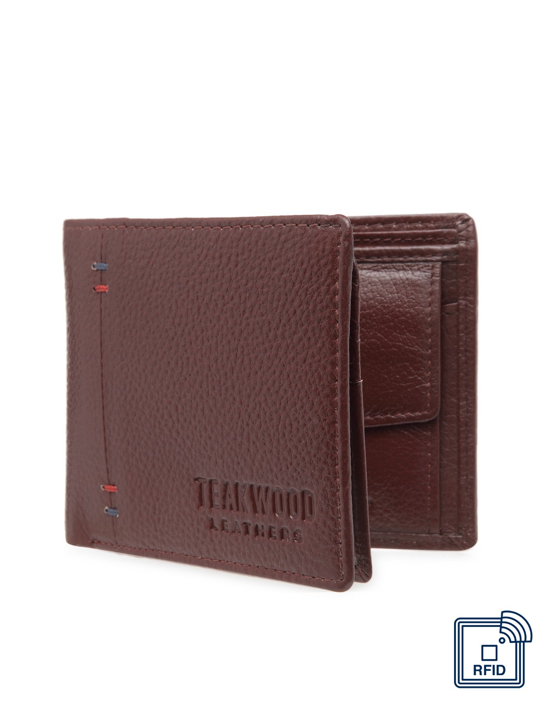 

Teakwood Leathers Men Brown Textured Two Fold Leather Wallet