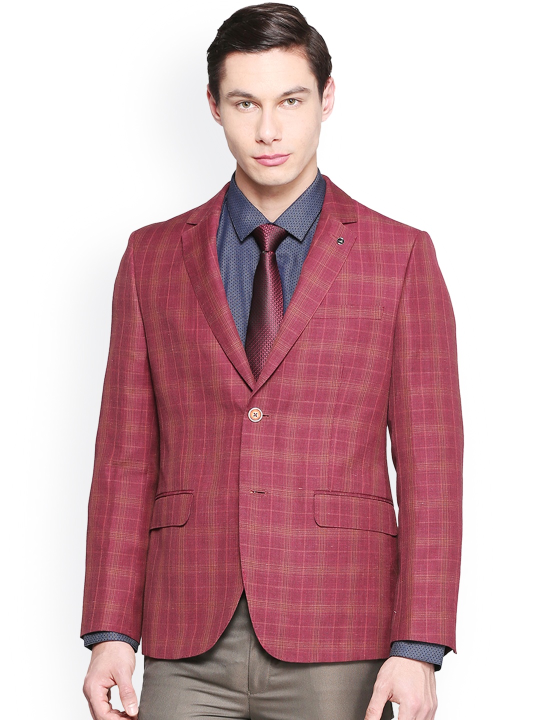 

Van Heusen Maroon Single-Breasted Slim Fit Blazer