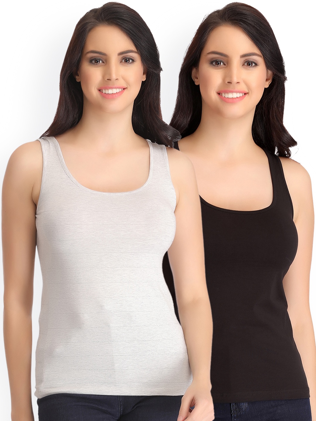 

Clovia Pack of 2 Solid Camisoles CMC001P07, Black