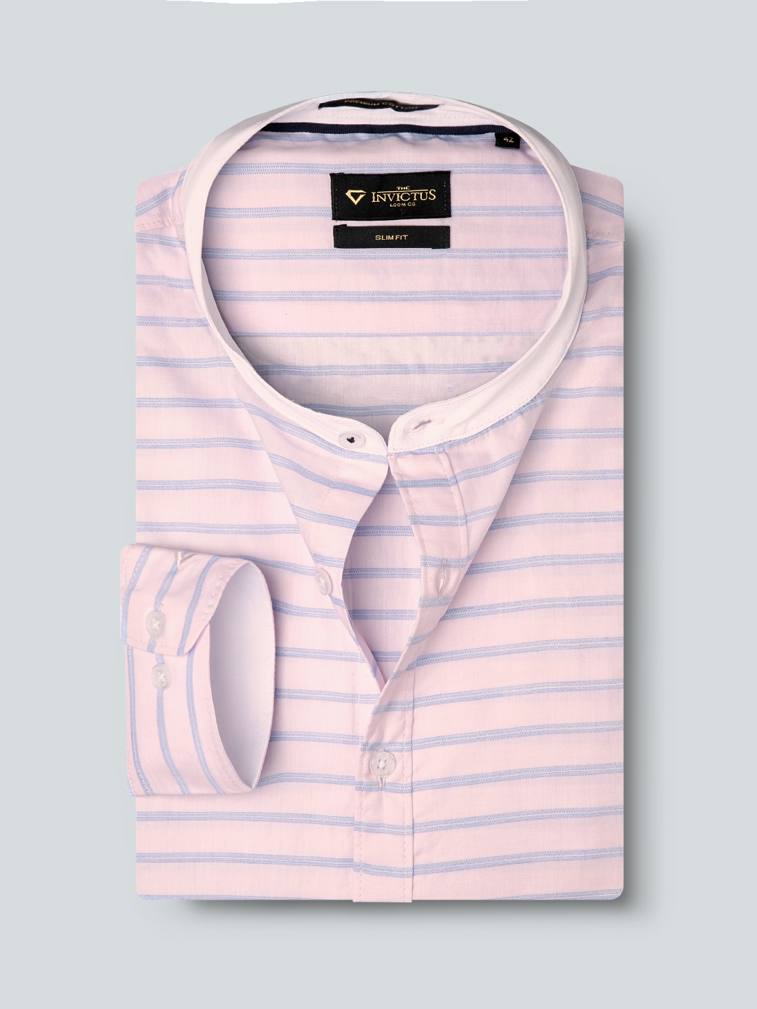 

INVICTUS Men Pink & Blue Slim Fit Striped Formal Shirt