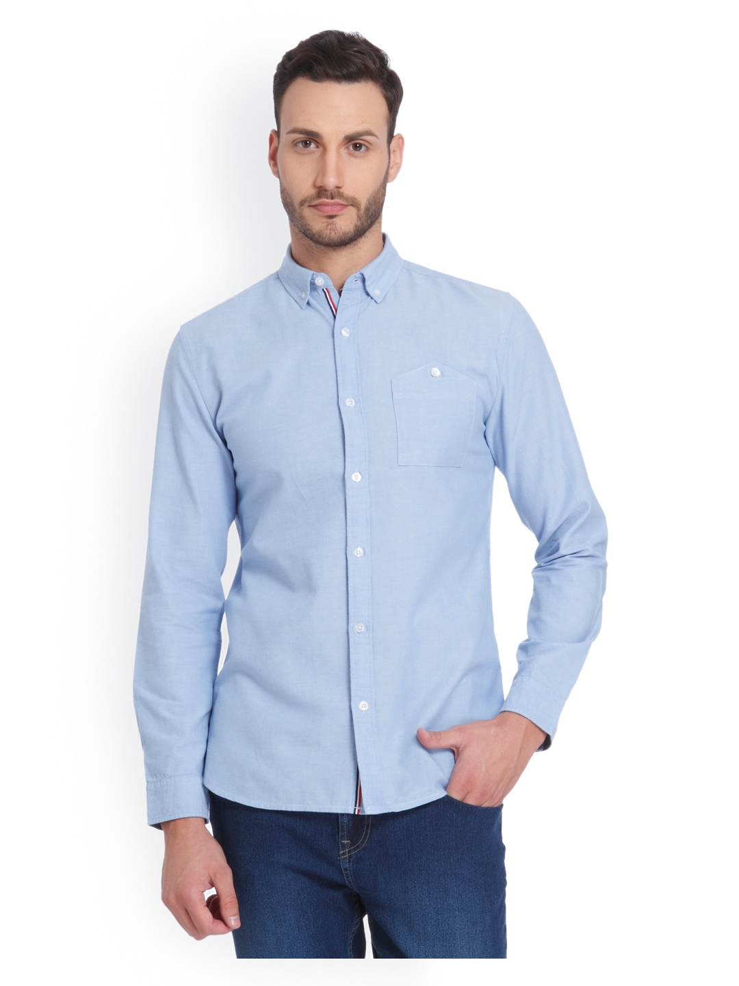 

ONLY & SONS Men Blue Slim Fit Solid Casual Shirt