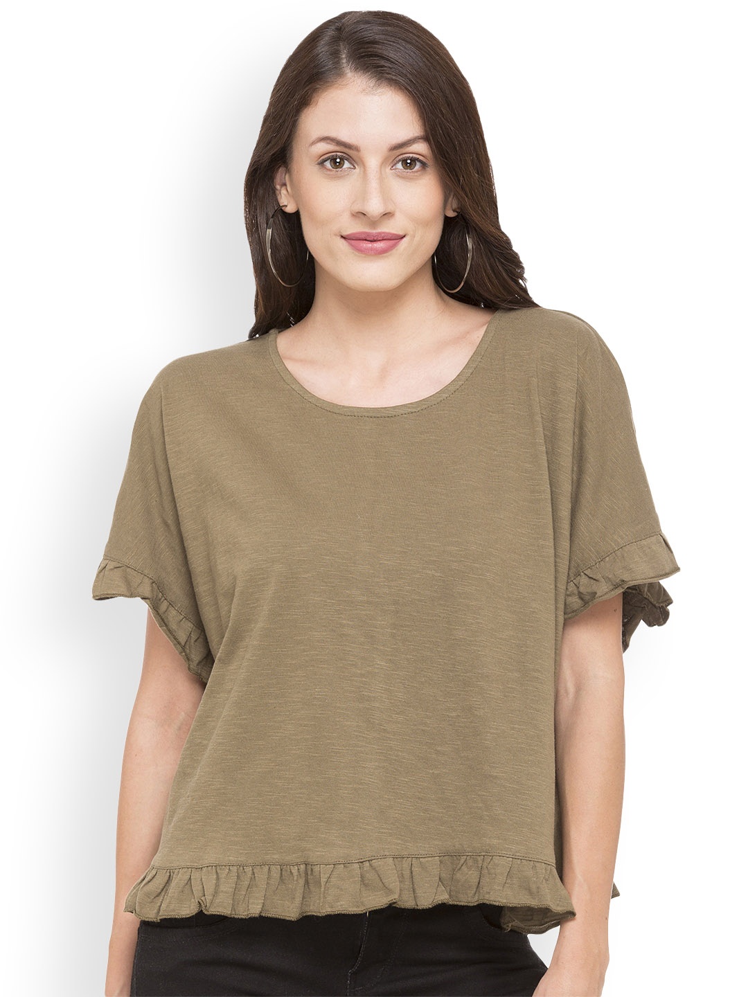

Globus Women Brown Solid Boxy Top