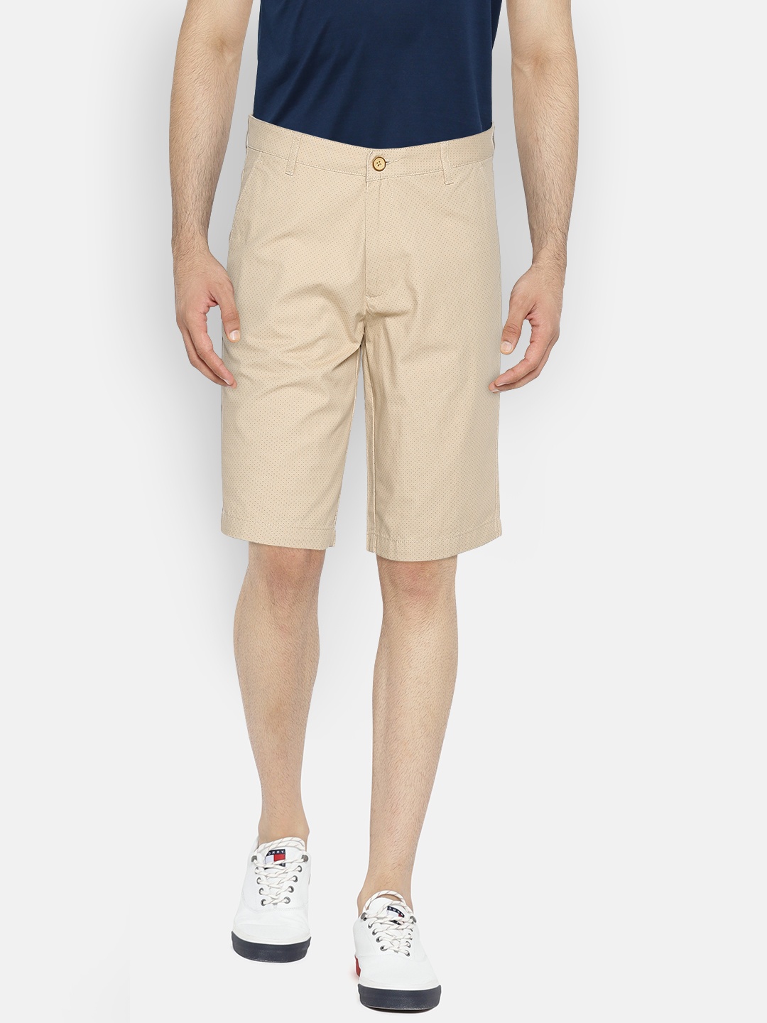 

Peter England Casuals Men Beige Printed Slim Fit Chino Shorts