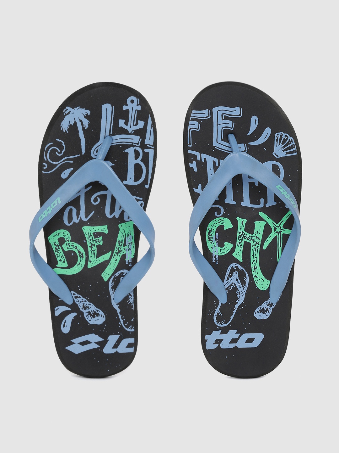 

Lotto Men Blue & Black Printed Thong Flip-Flops